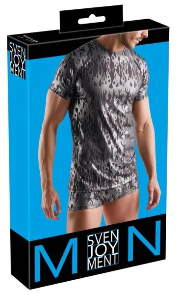 Svenjoyment Mystic-Metallic черна мъжка тениска със сребрист металик дизайн S/XL
