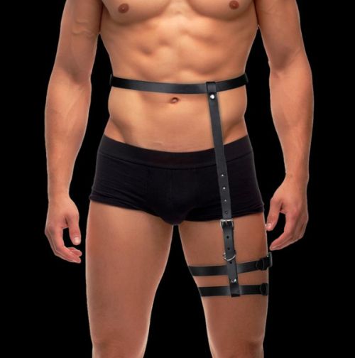 IntoYou BDSM Line Martin черен мъжки BDSM харнес за талия и бедро