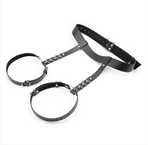 IntoYou BDSM Line Didier черен мъжки BDSM харнес за талия и бедра с метални халки