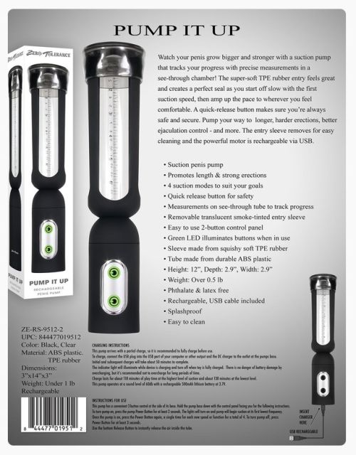 Zero Tolerance Pump It Up автоматична вакуумна помпа за пенис с 4 режима и USB зареждане