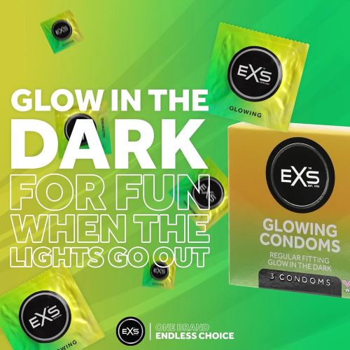 EXS Glow in the Dark Natural Latex Condom 53 mm