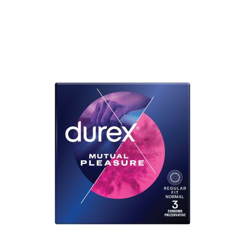 Durex Mutual Pleasure оребрени и релефни презервативи с 5% бензокаин 56 mm – опаковка 3 бр.