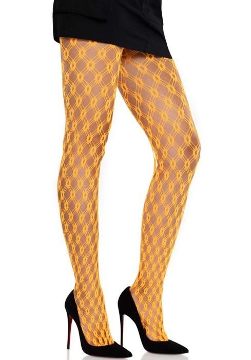 Leg Avenue Lyric Neon Orange Geometric Net Tights