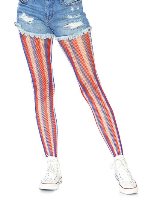 Leg Avenue Americana многоцветен мрежест чорапогащник с райета