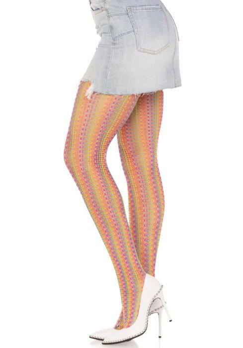 Leg Avenue Acadia Rainbow Crochet Net Tights