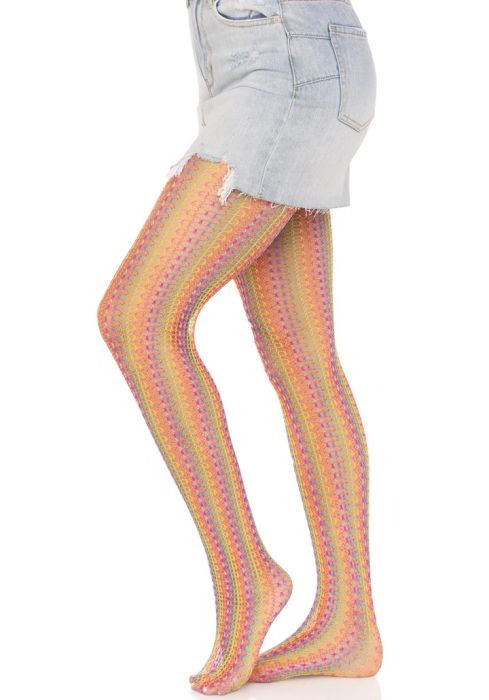 Leg Avenue Acadia Rainbow Crochet Net Tights