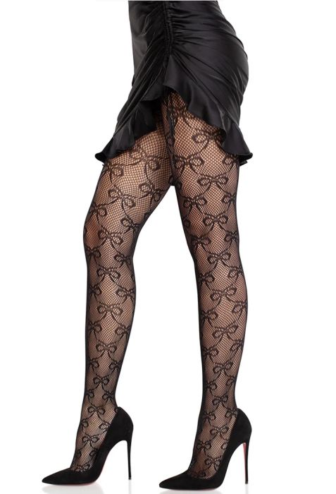 Leg Avenue Black Bow Net Tights