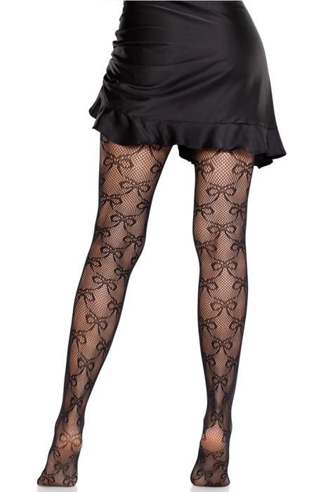 Leg Avenue Black Bow Net Tights