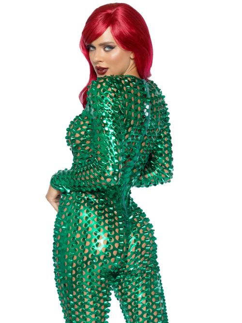 Leg Avenue Green Metallic Laser Cut Catsuit S/M