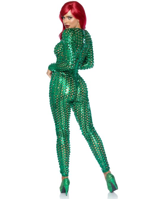 Leg Avenue Green Metallic Laser Cut Catsuit S/M