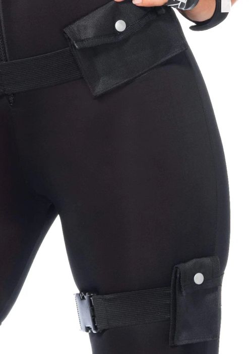 Leg Avenue Deluxe SWAT Commander Black Catsuit Costume with Accessories S/M