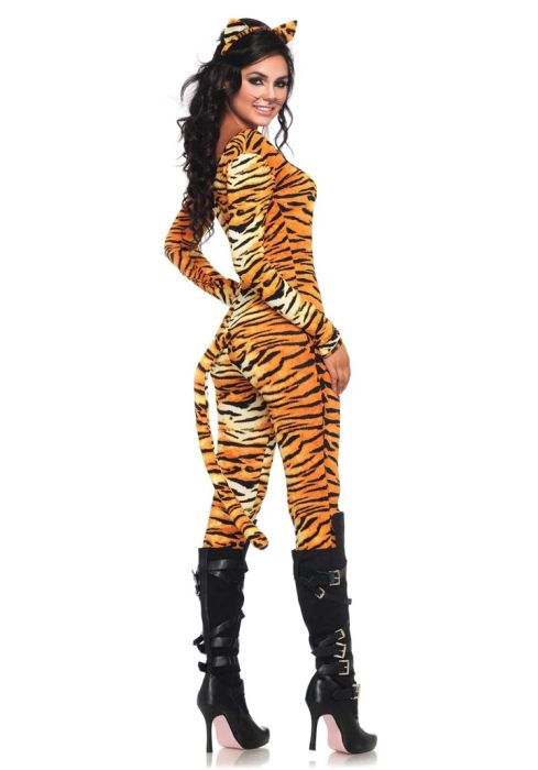 Leg Avenue Wild Tigress Tiger Print Catsuit Costume S/M