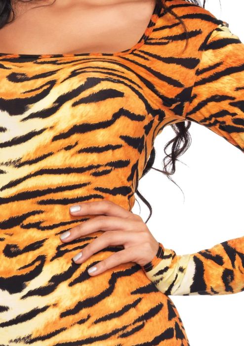Leg Avenue Wild Tigress Tiger Print Catsuit Costume S/M