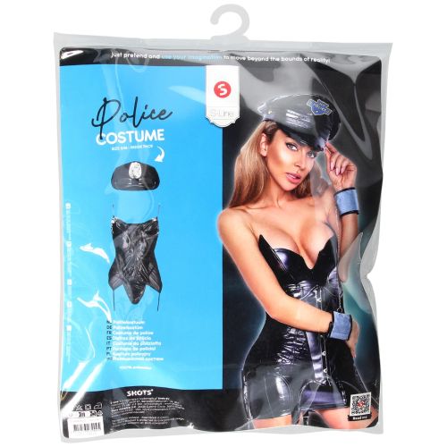 S-Line by Shots черен wet look полицейски костюм с корсетно боди S/M
