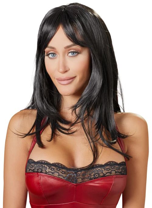 Cottelli ACCESSOIRES дълга черна перука с бретон – 50 см