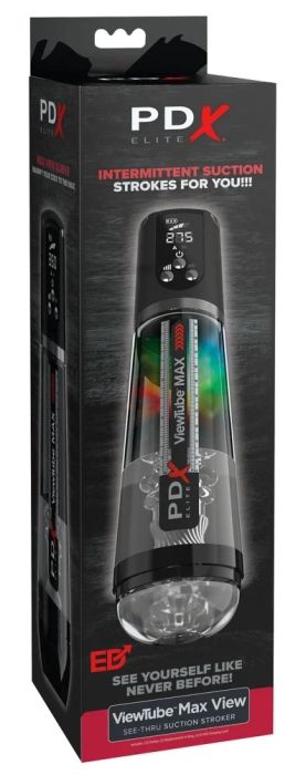 PDX Elite ViewTube Max View автоматичен мастурбатор с вакуум и LED – черен