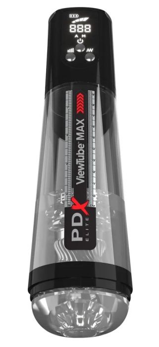 PDX Elite ViewTube Max View автоматичен мастурбатор с вакуум и LED – черен