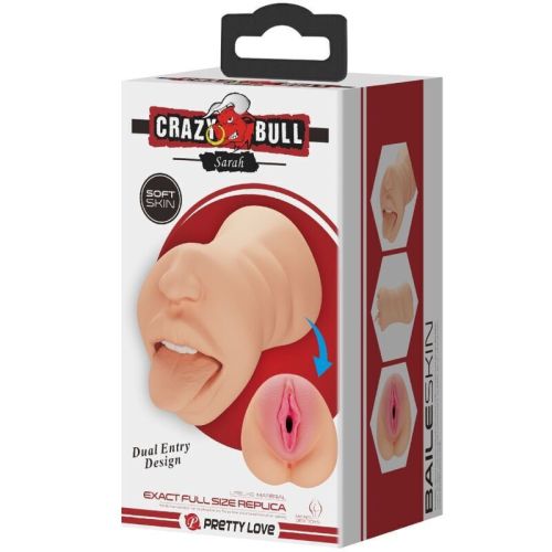 Crazy Bull Sarah реалистичен двуканален мастурбатор с уста и вагина – 18 см